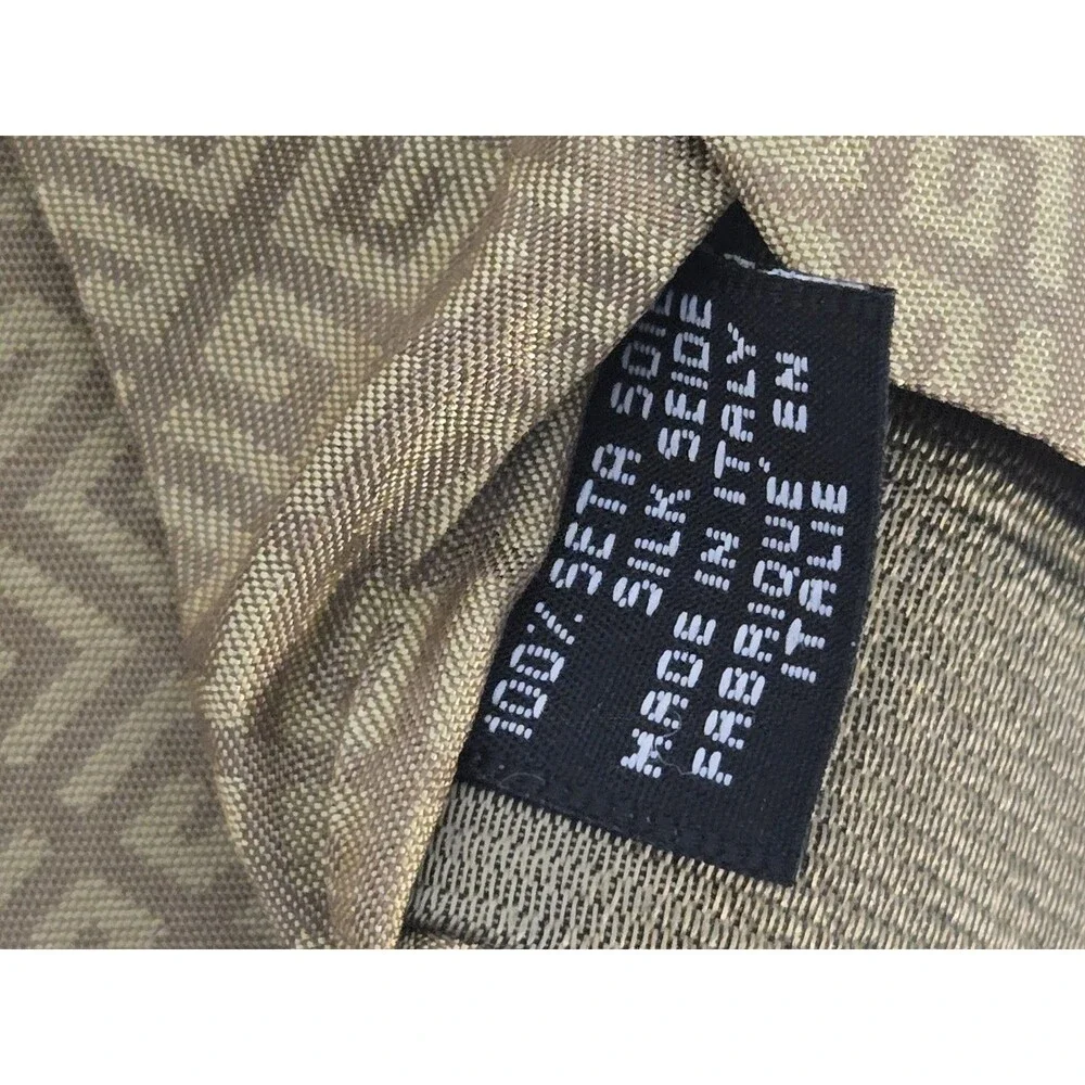 Givenchy Paris Neck Tie Monogram 100% Silk Yellow Tan Business Formal Dress